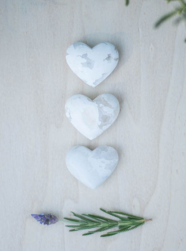 White Chalcedony Heart- small