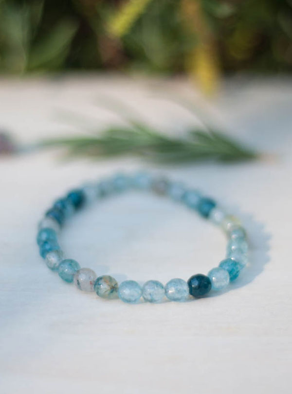 Blue Tourmalinated Quartz Bracelet 6mm