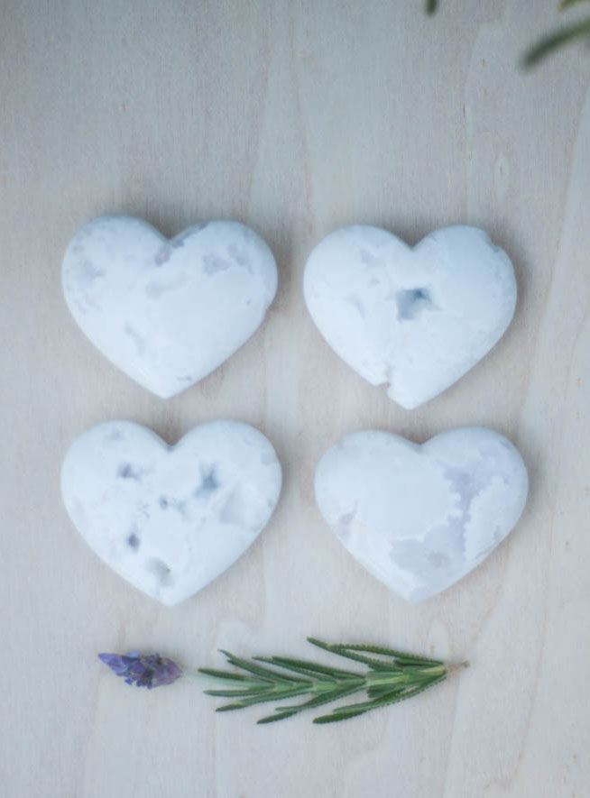 White Chalcedony Heart