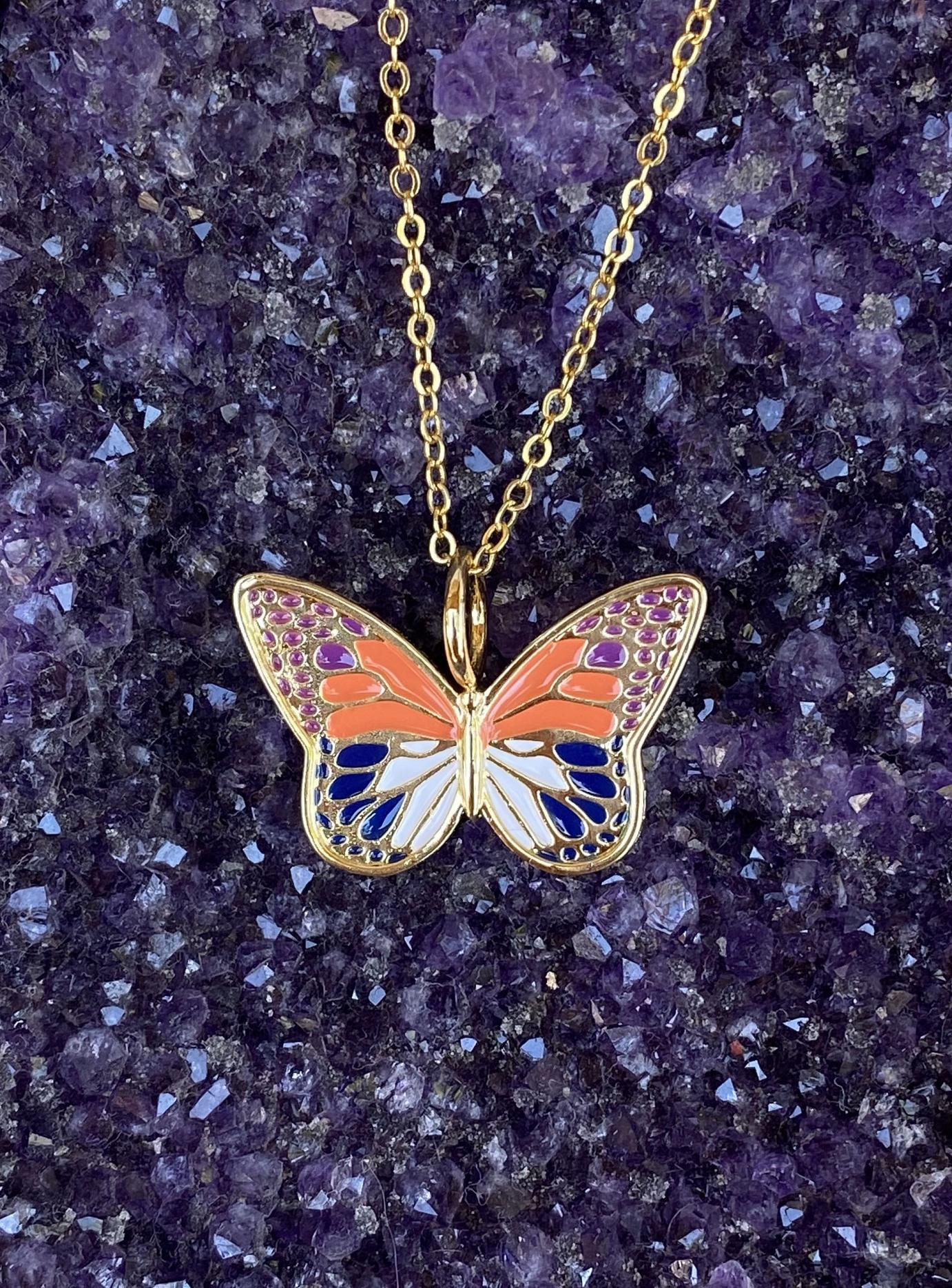Coral Butterfly Necklace