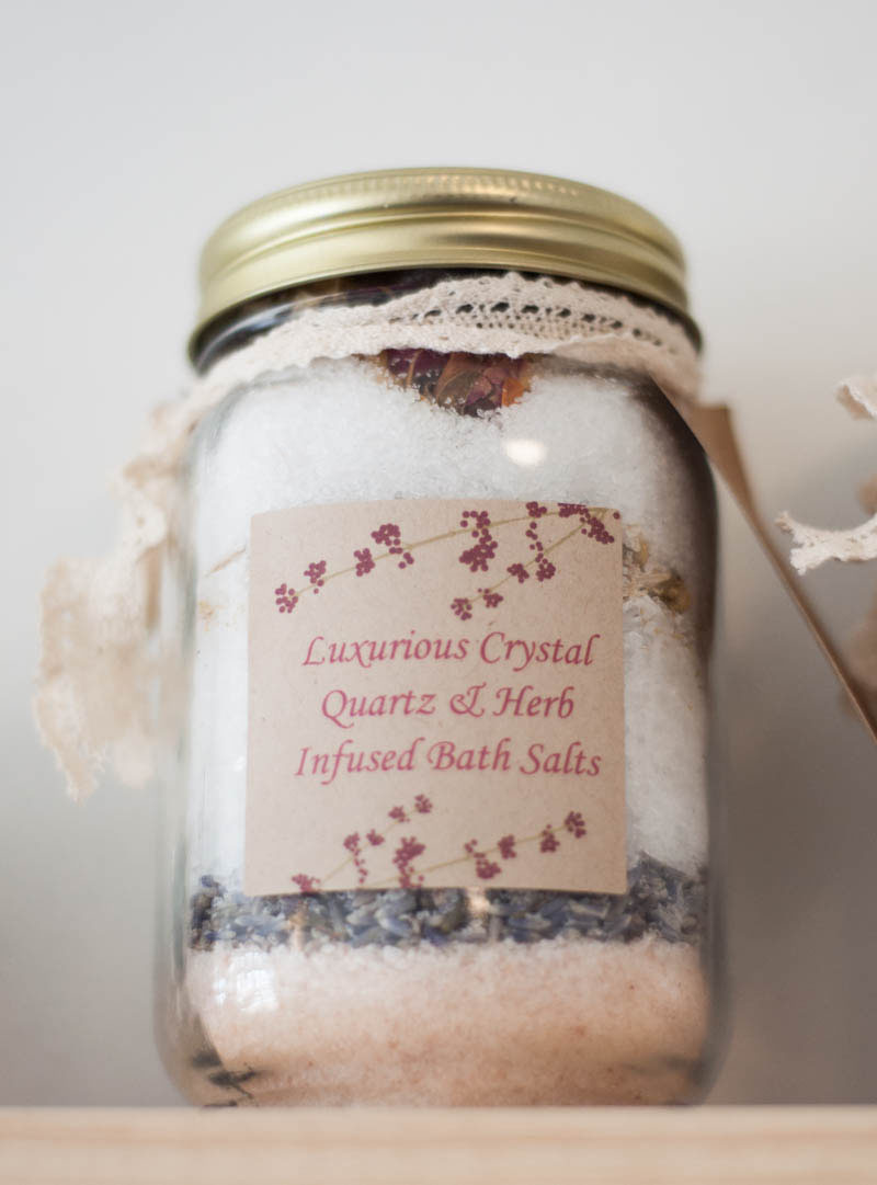 Luxurious Crystal Quartz and Herb Infused Bath Salts