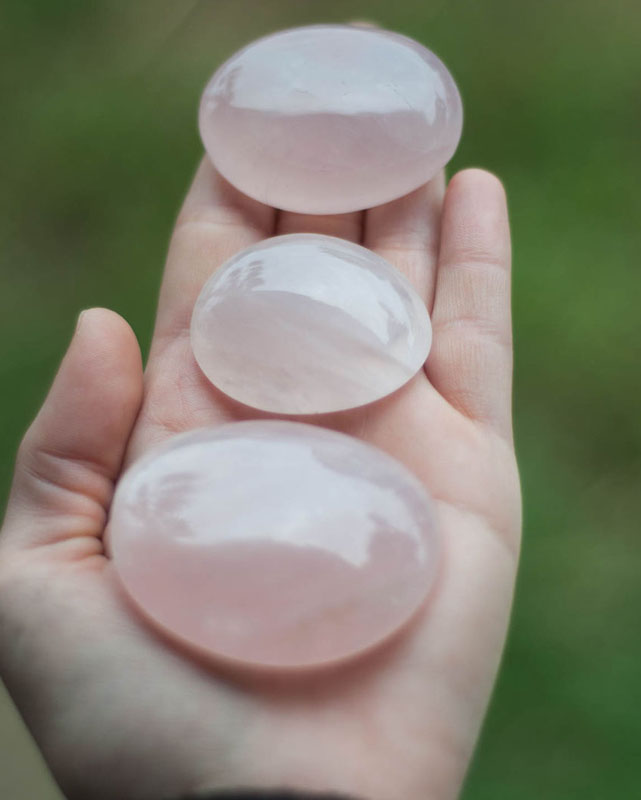 Rose Quartz Palm Stone - large