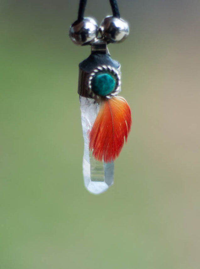 Clear Quartz and Chrysocolla Point Pendant