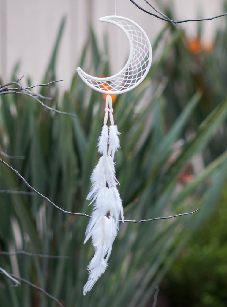 New Moon Dreamcatcher - rose quartz