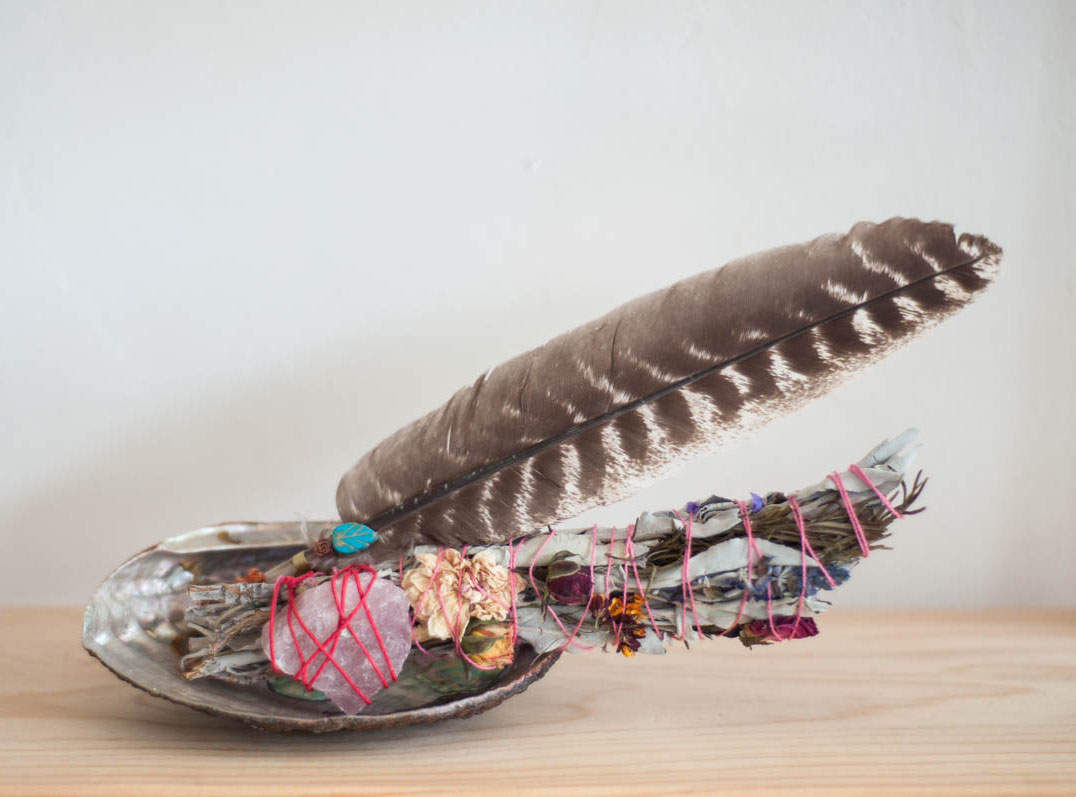Large Smudging Set with Abalone Shell