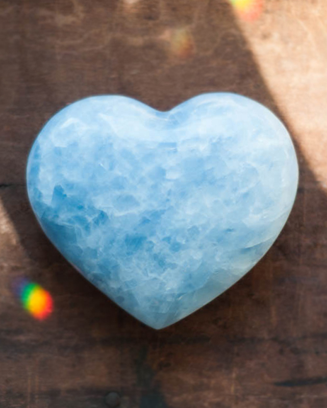 Blue Calcite Heart Crystal - small