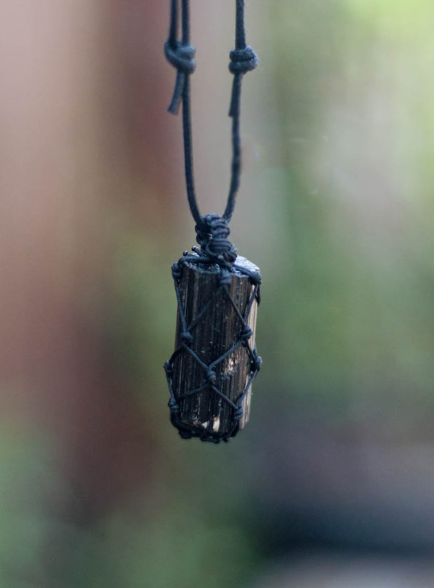 Black Tourmaline Macrame Necklace