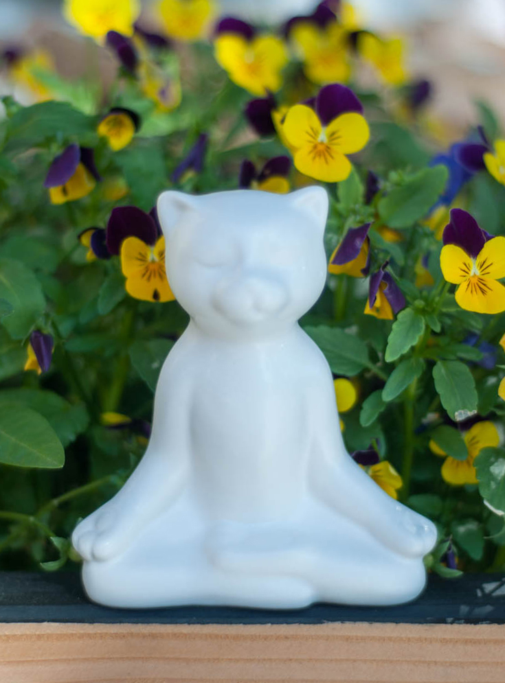 Meditating Cat Statue - lotus pose