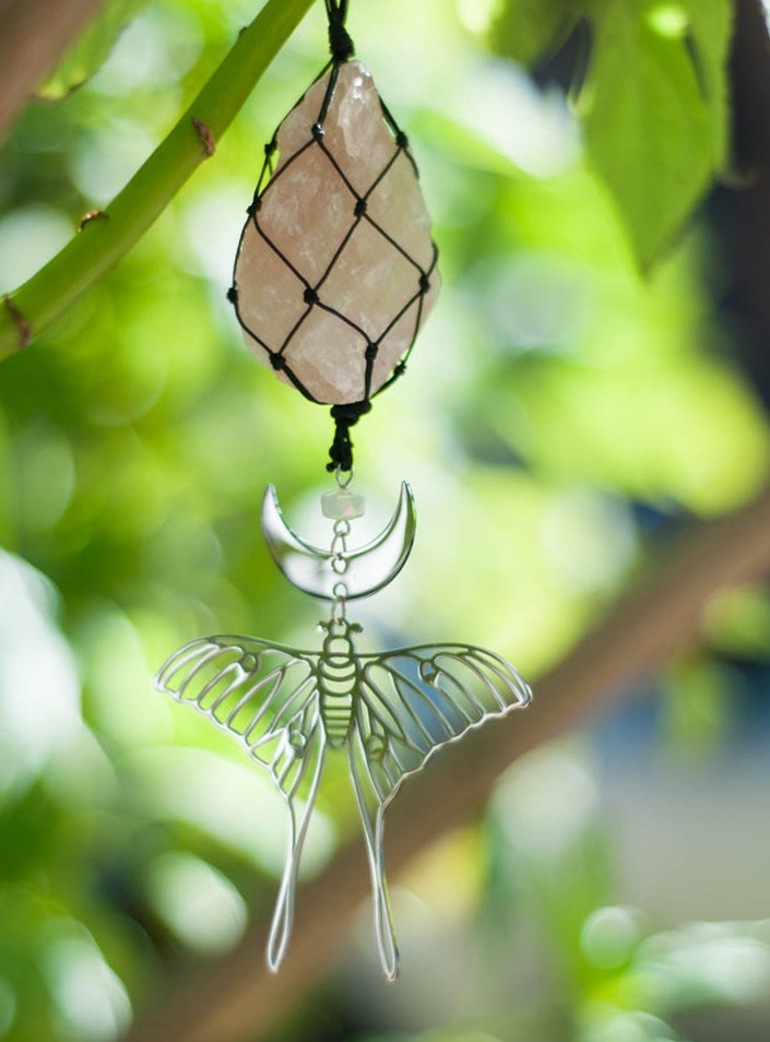 Upcycled Rose Quartz Butterfly Decor