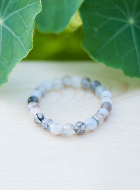Dragon Vein and Montana Agate Faceted Bracelet