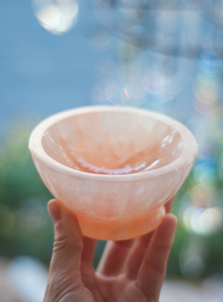 Peach Selenite Bowl