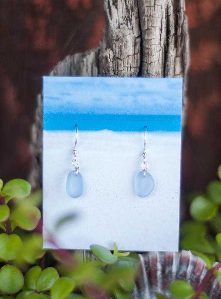 Whisper Blue Sea Glass Earrings