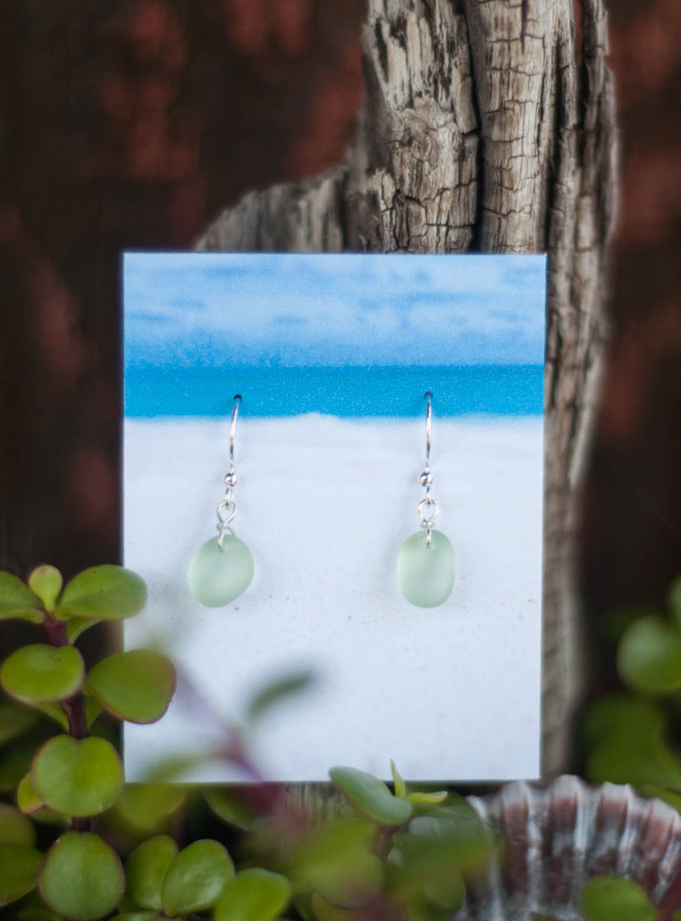 Breezy Green Sea Glass Earrings
