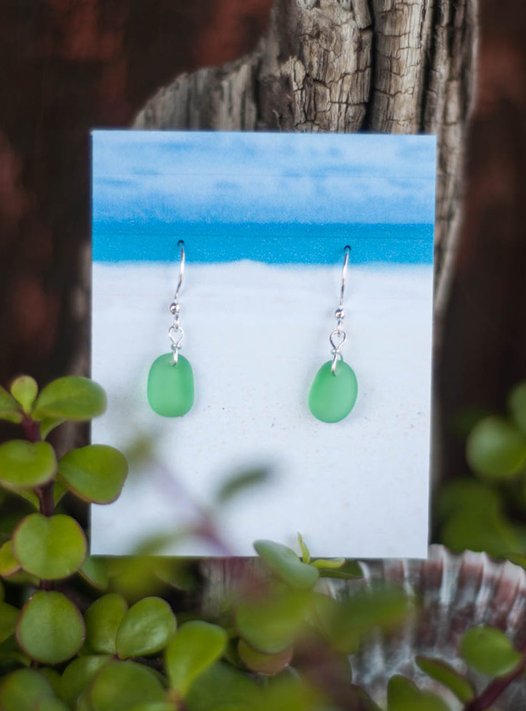 Seafoam Green Sea Glass Earrings