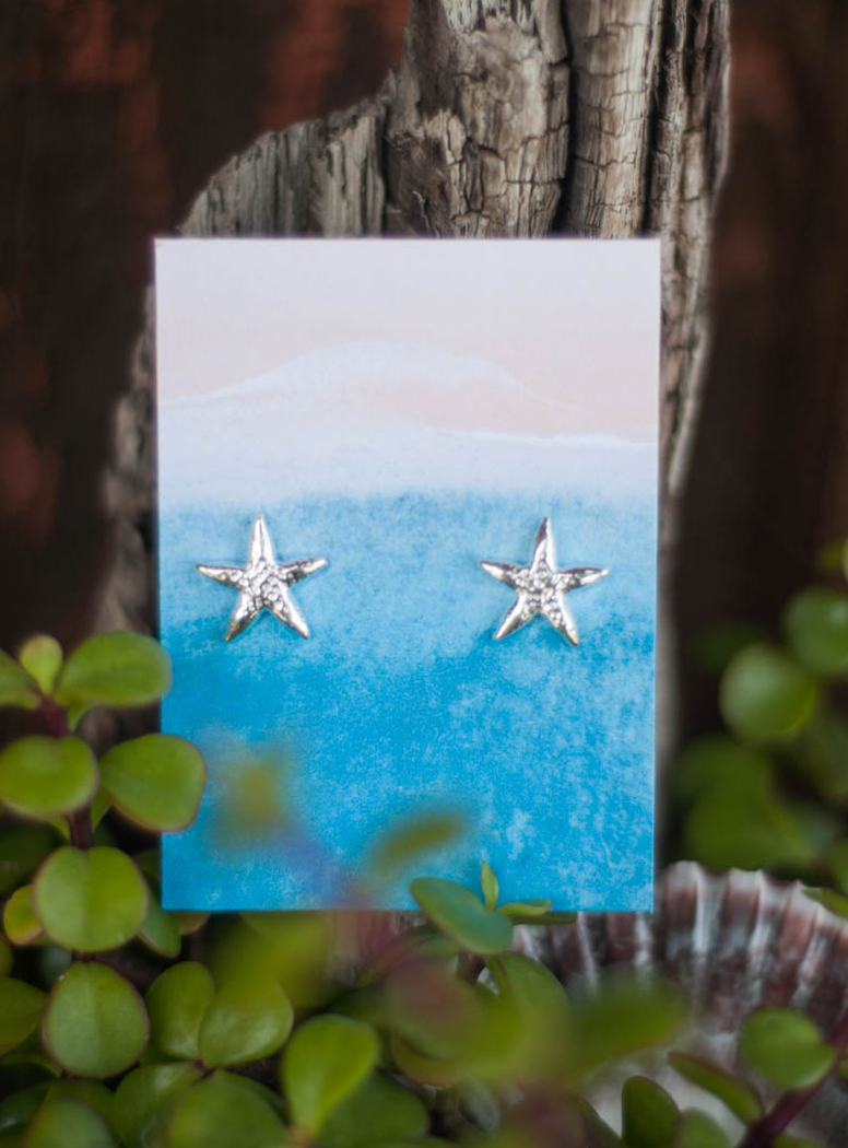 Star Fish Stud Earrings - sterling silver