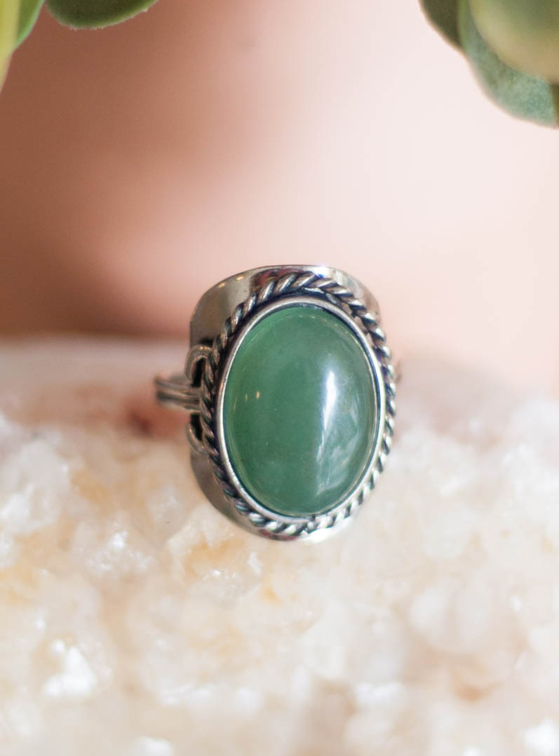 Green Aventurine Adjustable Ring
