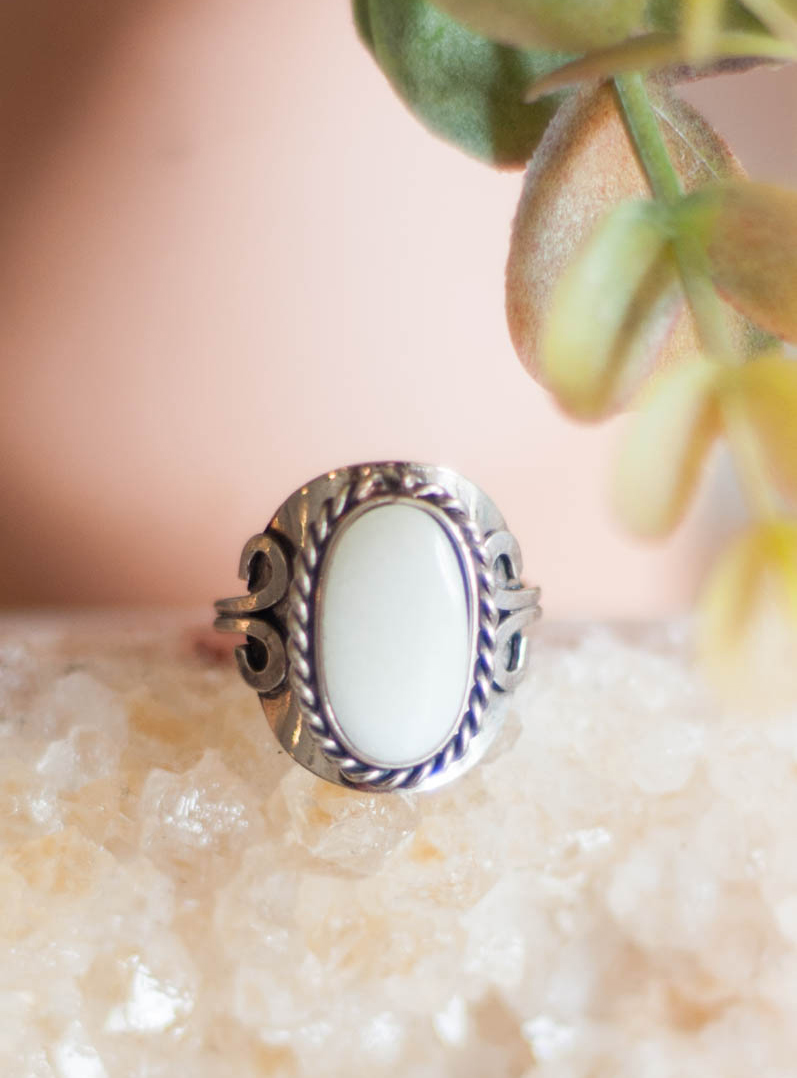 White Onyx Adjustable Ring