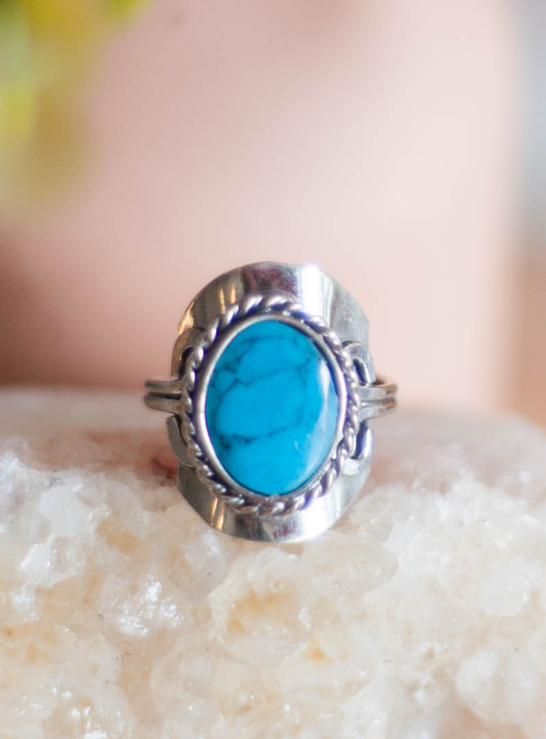 Blue Howlite Adjustable Ring