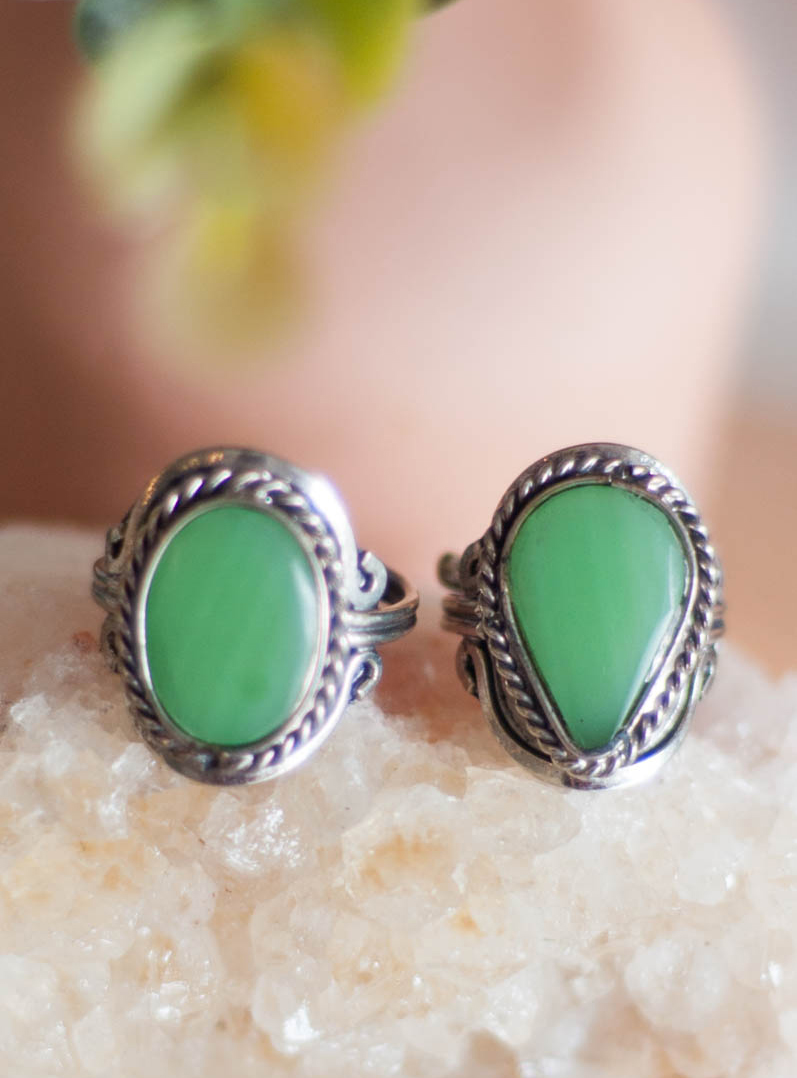 Green Chalcedony Adjustable Ring
