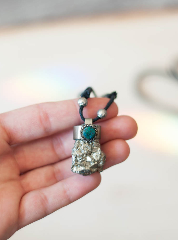 Pyrite and Chrysocolla Pendant