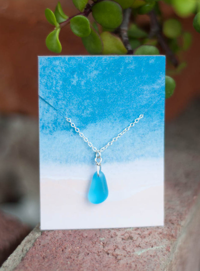 Ocean Blue Sea Glass Pendant