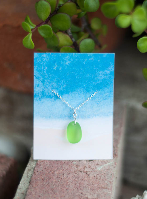 Dawn Green Sea Glass Pendant