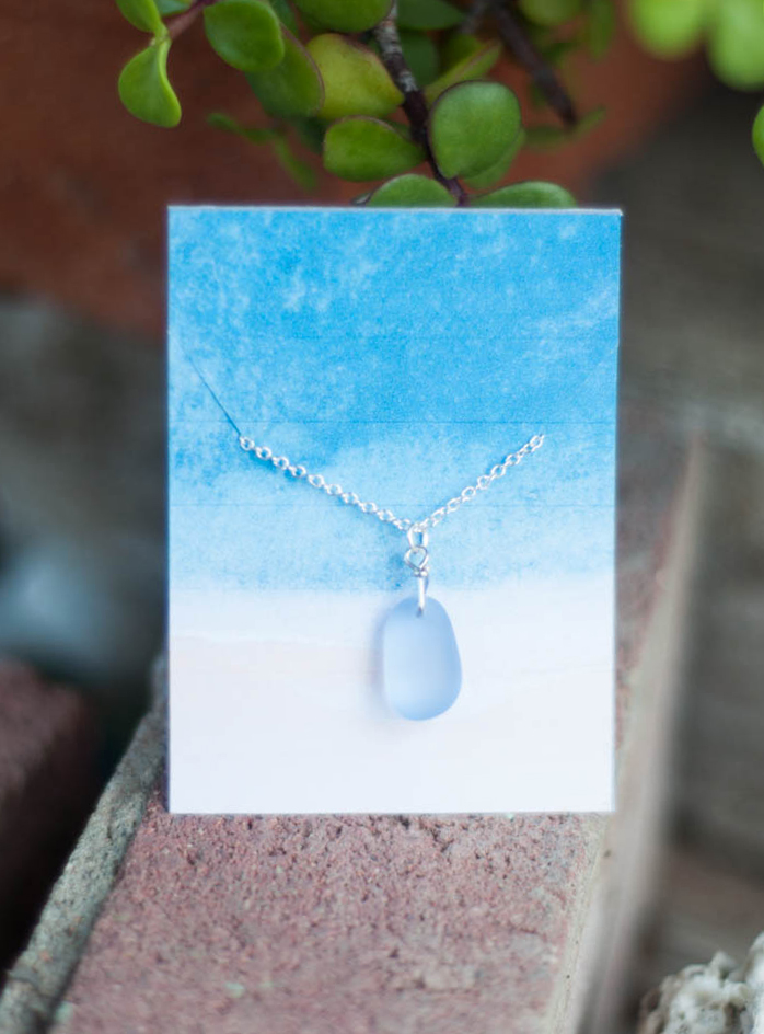 Whisper Blue Sea Glass Pendant