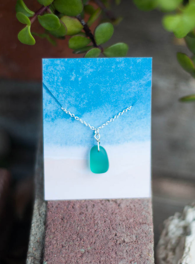 Teal Sea Glass Pendant