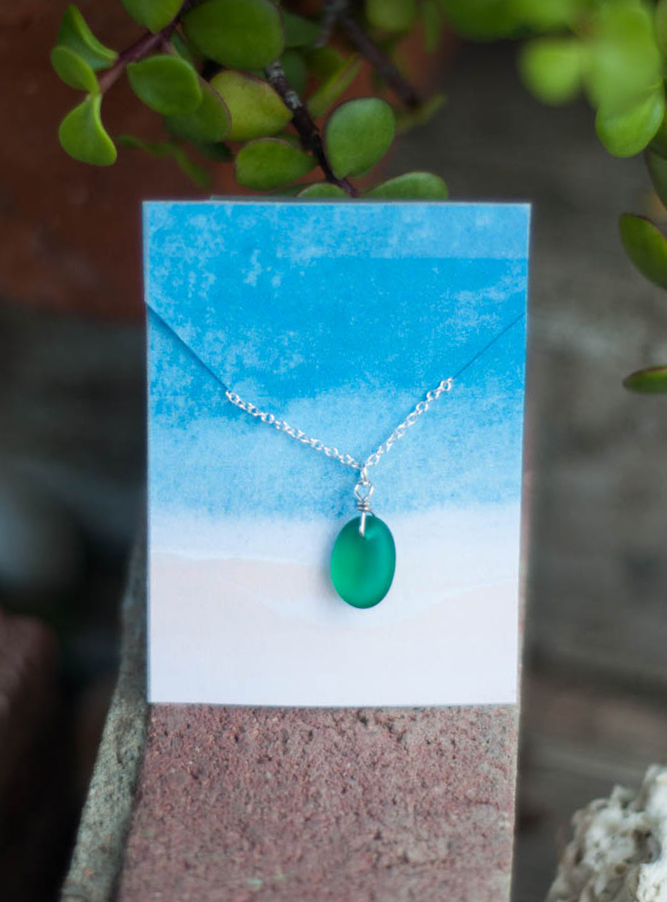Seaweed Sea Glass Pendant
