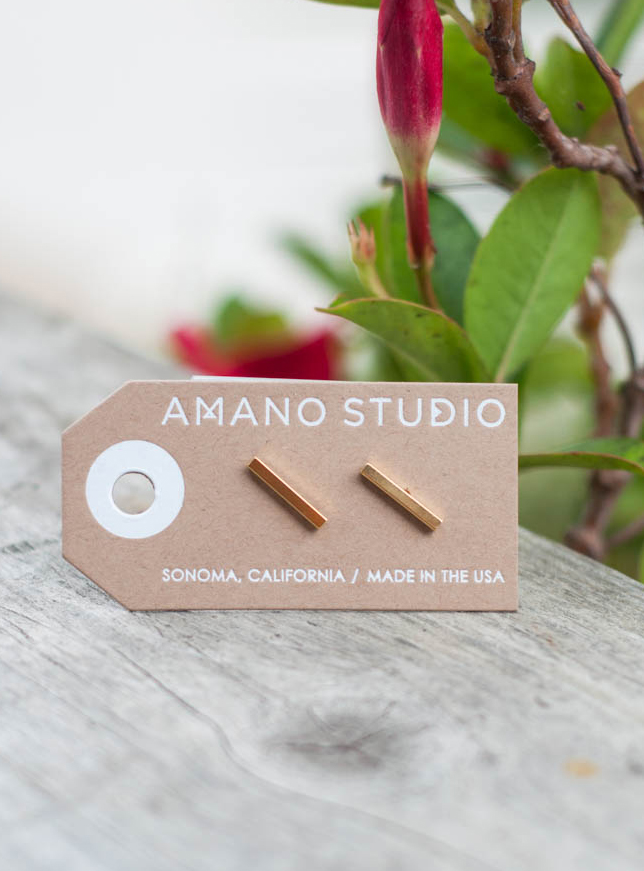 Gold Bar Stud Earrings