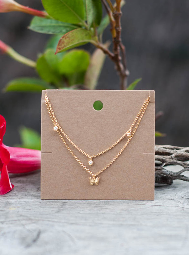 Butterfly Gold Dipped Layered Necklace