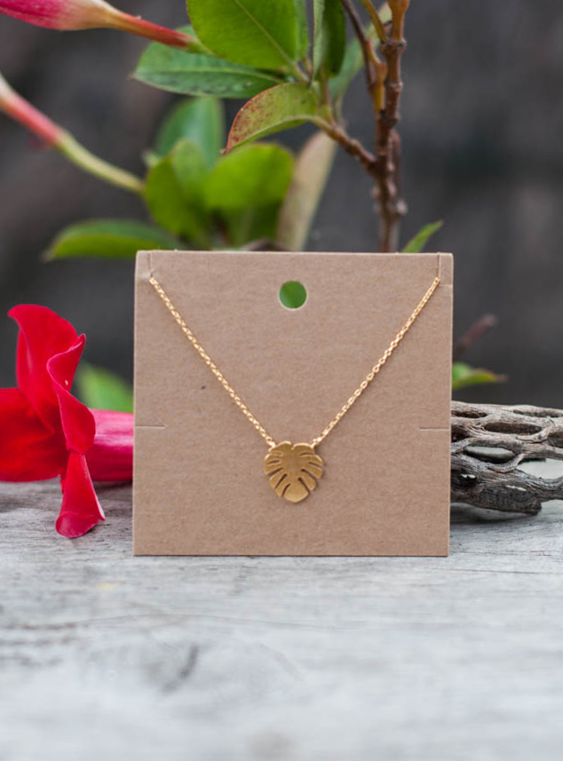 Monstera Gold Dipped Pendant