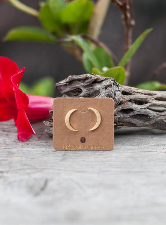 Gold Dipped Moon Stud Earrings