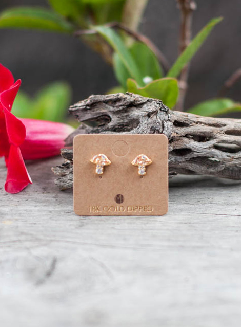Mushroom Gold Dipped Stud Earrings