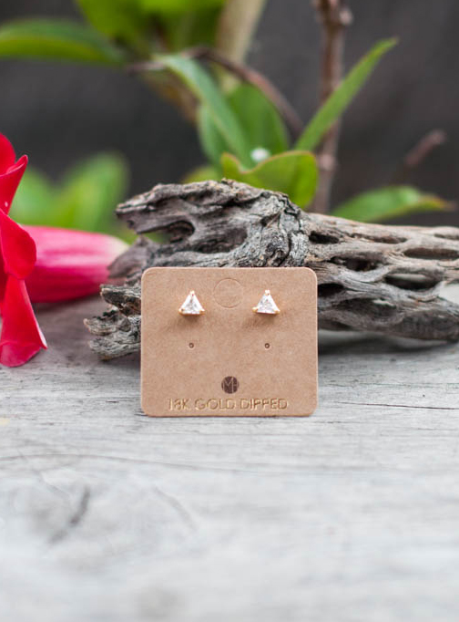 Triangle Gold Dipped Stud Earrings