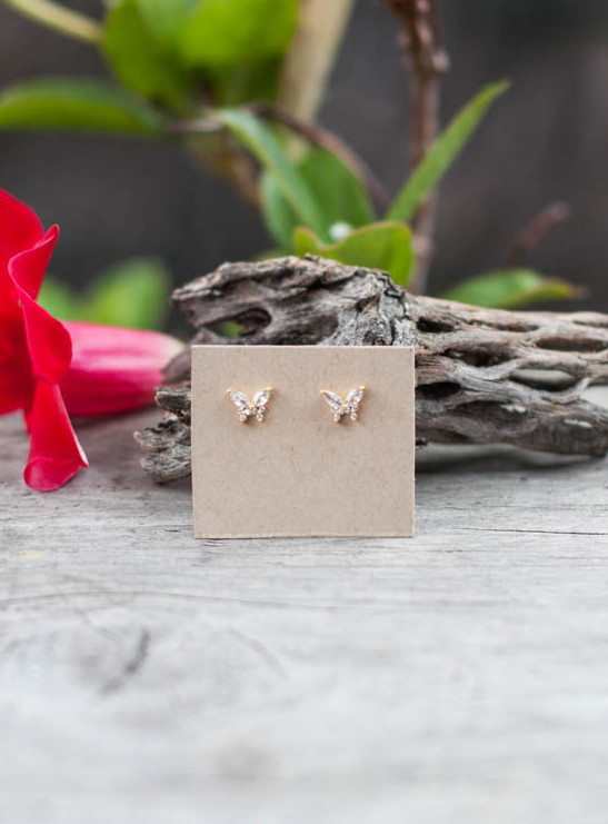 Butterfly Gold Dipped Stud Earrings