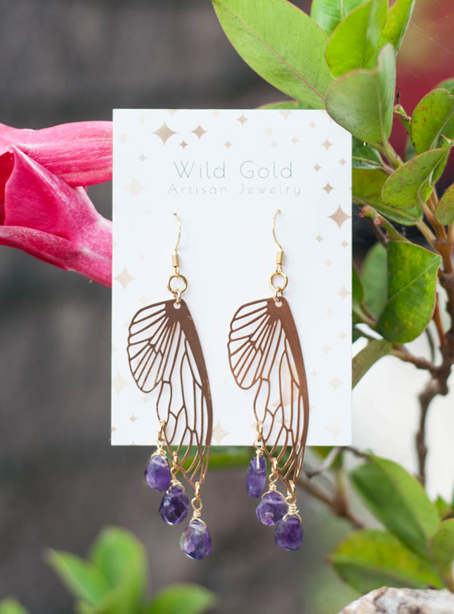 Amethyst Butterfly Wing Earrings