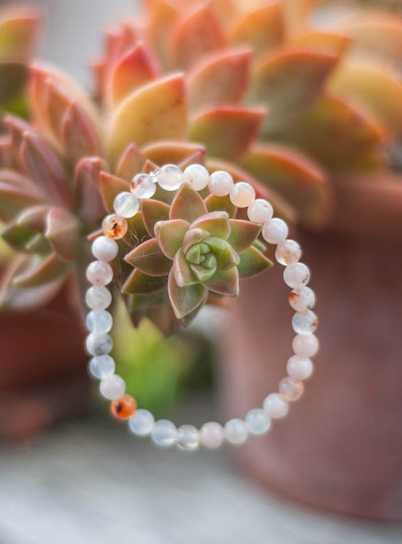 Flower Agate Bracelet 6mm