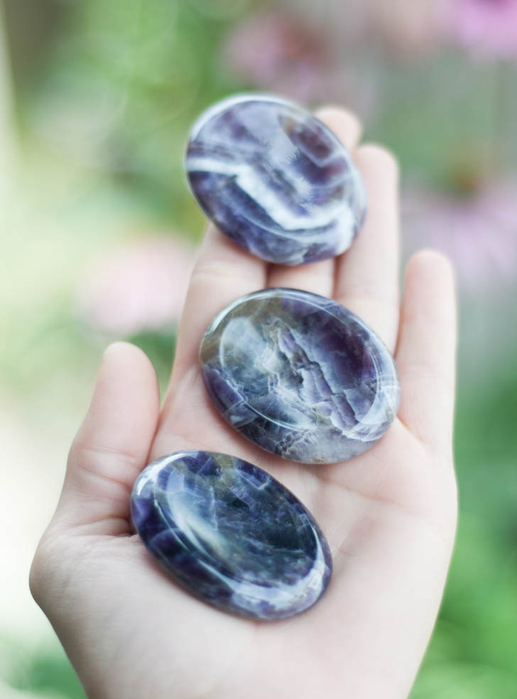 Chevron Amethyst Worry Stone