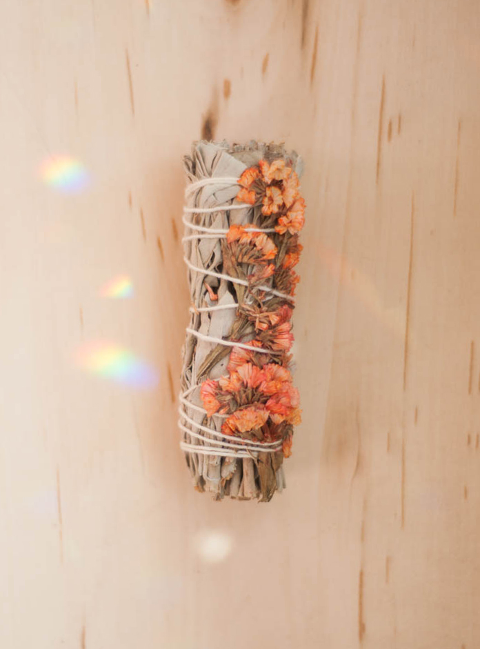White Sage with Orange Sinuata Flowers