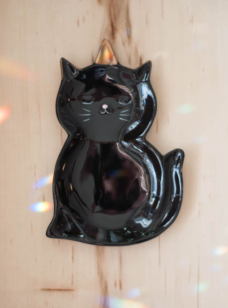 Unicorn Cat Jewelry Tray - black