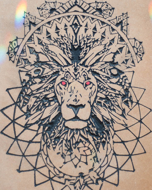 Lion Mandala crystal Grid Base