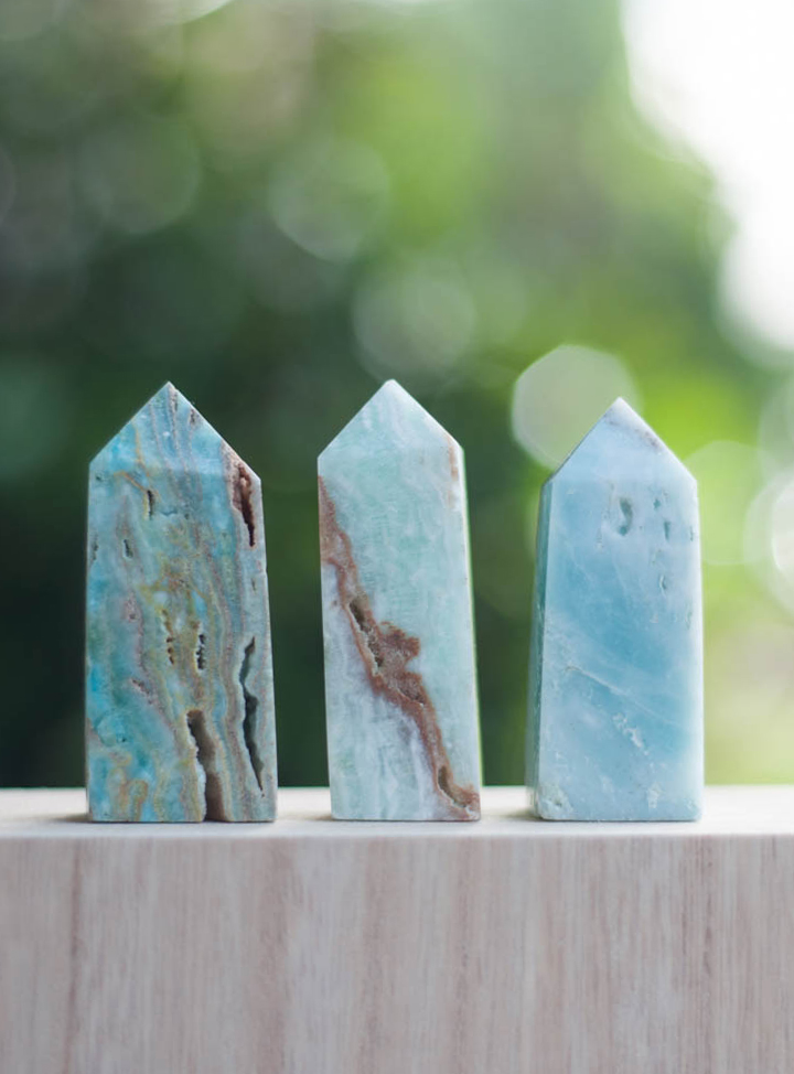 Blue Aragonite/ Caribbean Calcite Tower - small