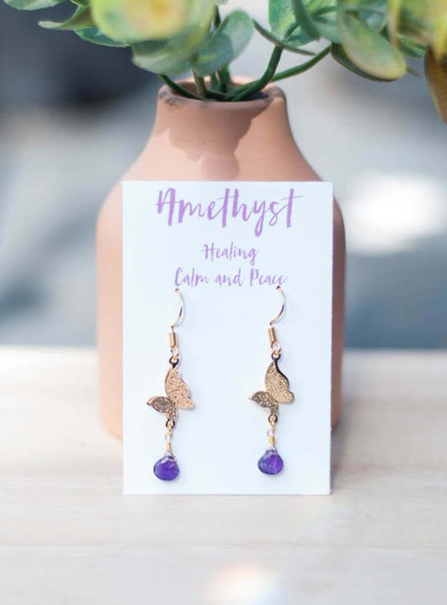 Amethyst Butterfly Earrings