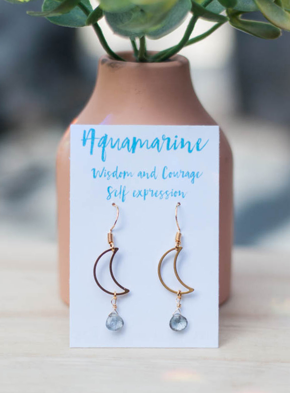 Aquamarine Moon Earrings