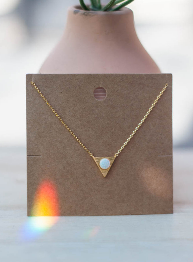 Opal Gold Dipped Triangle Pendant