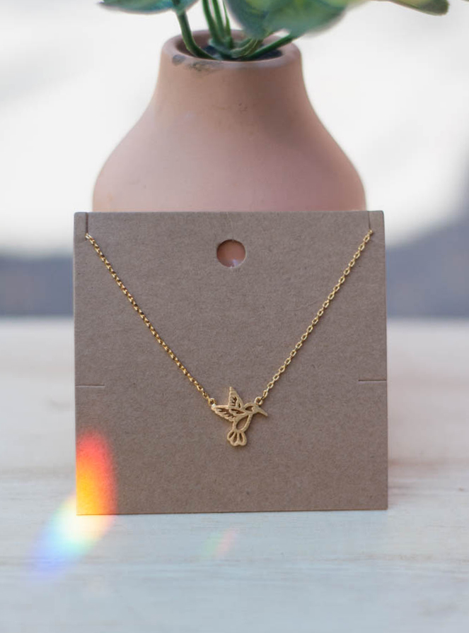 Hummingbird Gold Dipped Pendant