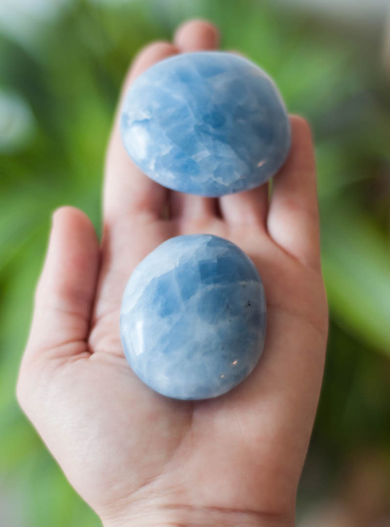 Blue Calcite Palm Stone