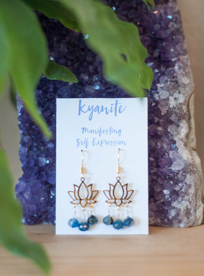 Kyanite Lotus Earrings