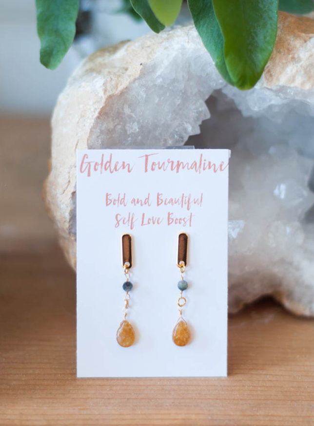 Golden Tourmaline Stud Earrings